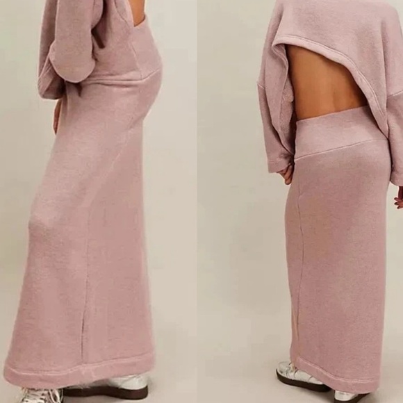 Free People Dresses & Skirts - Free-est By Free People Milley Co-Ord Terry Knit Maxi Pull On Skirt In Pink XS
